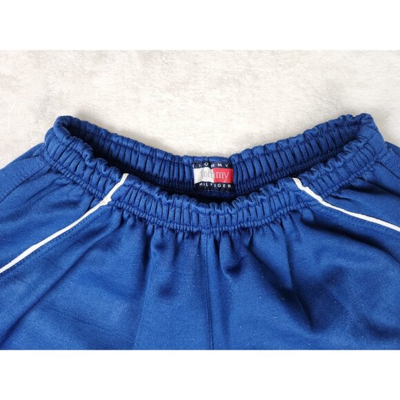 Vintage Tommy Hilfiger Men's Sweat Shorts Size Small Blue Stretch Waist Wide Leg - Picture 2 of 12